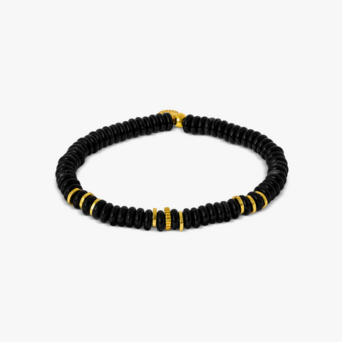 Positano Beaded Bracelet In Black With 18K Yellow Gold Plated  