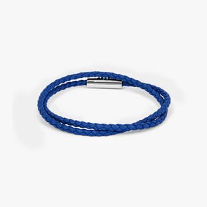 THOMPSON Cairo Leather Bracelet In Blue With Stainless Steel