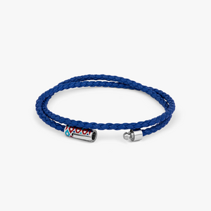 THOMPSON Cairo Leather Bracelet In Blue With Stainless Steel