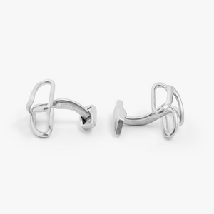 Apex cufflinks in brushed ruthenium plated sterling silver (UK) 3