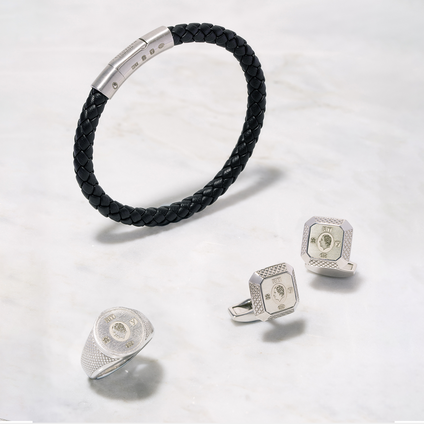 Engravable Regalia Signet Ring In Rhodium Plated Silver