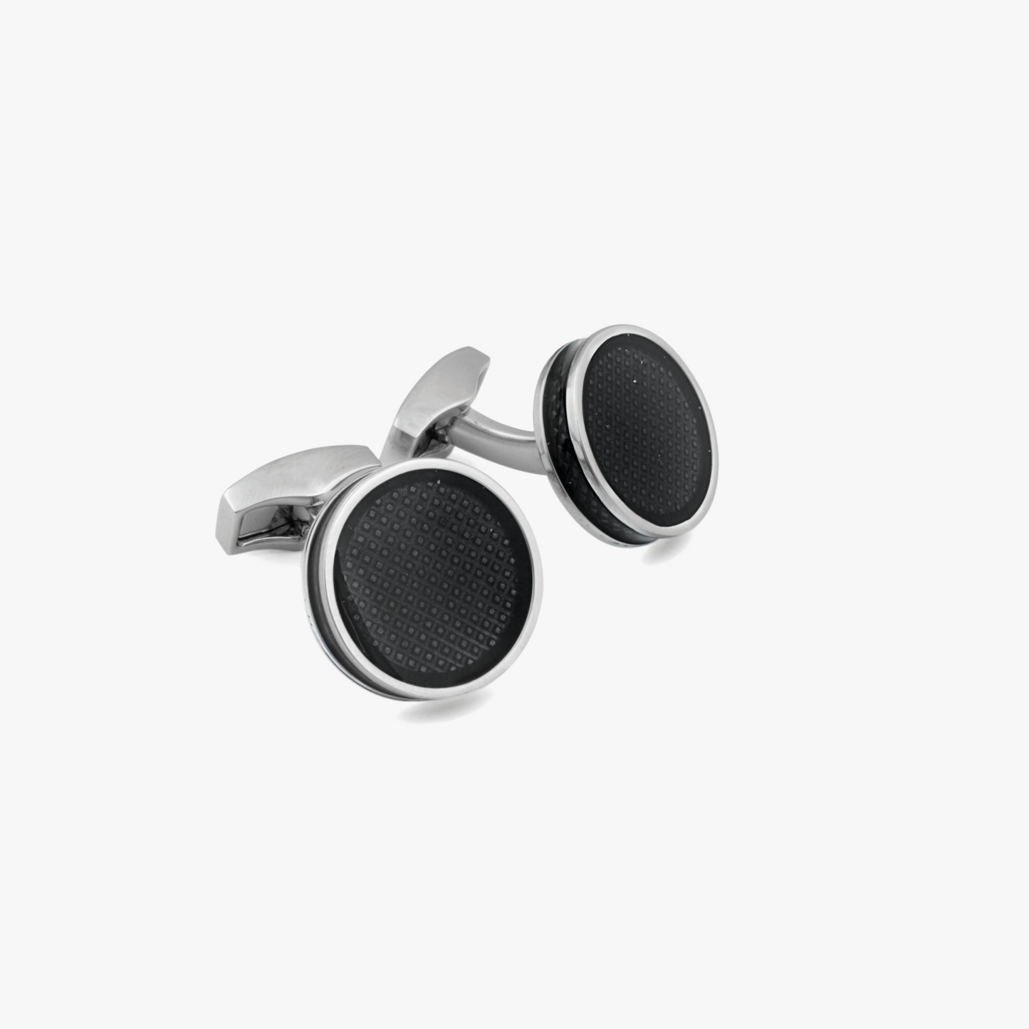 Tablet Ice Cufflinks in Palladium Plated & Black Enamel