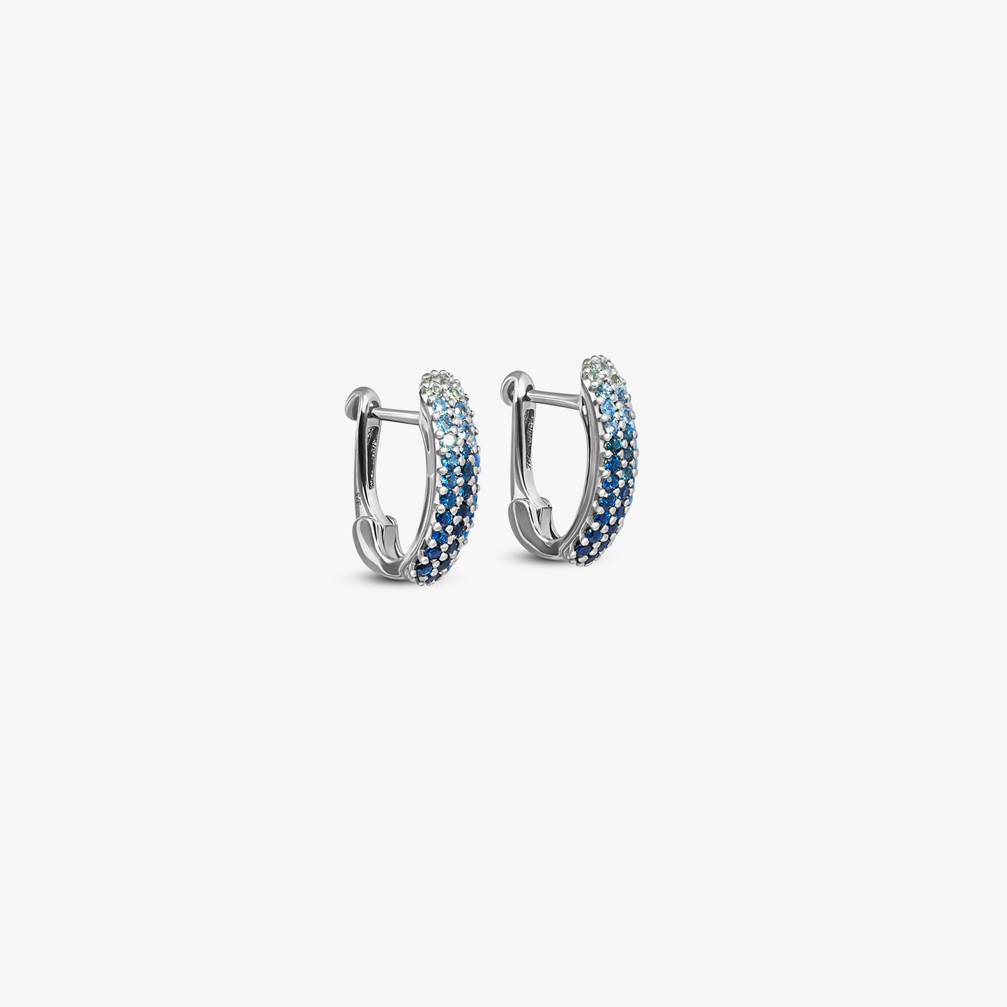 Precious Earrings In 9K White Gold with Blue Sapphires
