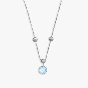 9k Satin white gold chain necklace with topaz (UK) 1