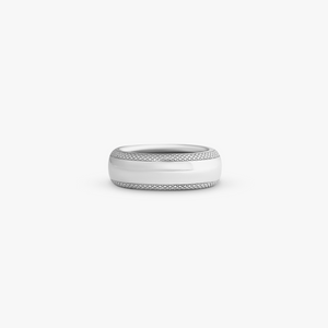 Signature Band Ring In Rhodium Plated Sterling Silver