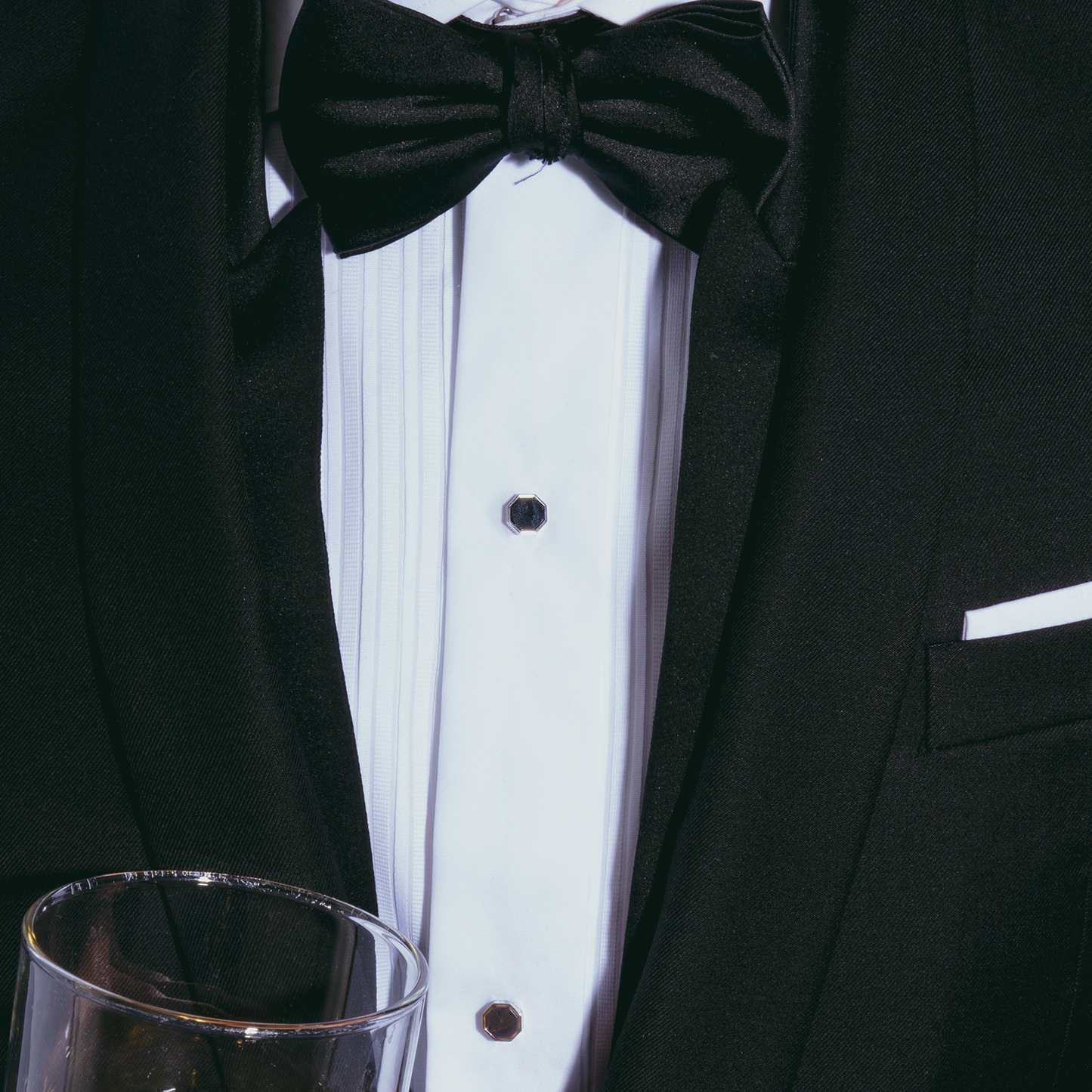 London Eye Cufflinks and Studs Set In Black Onyx With Rhodium Silver