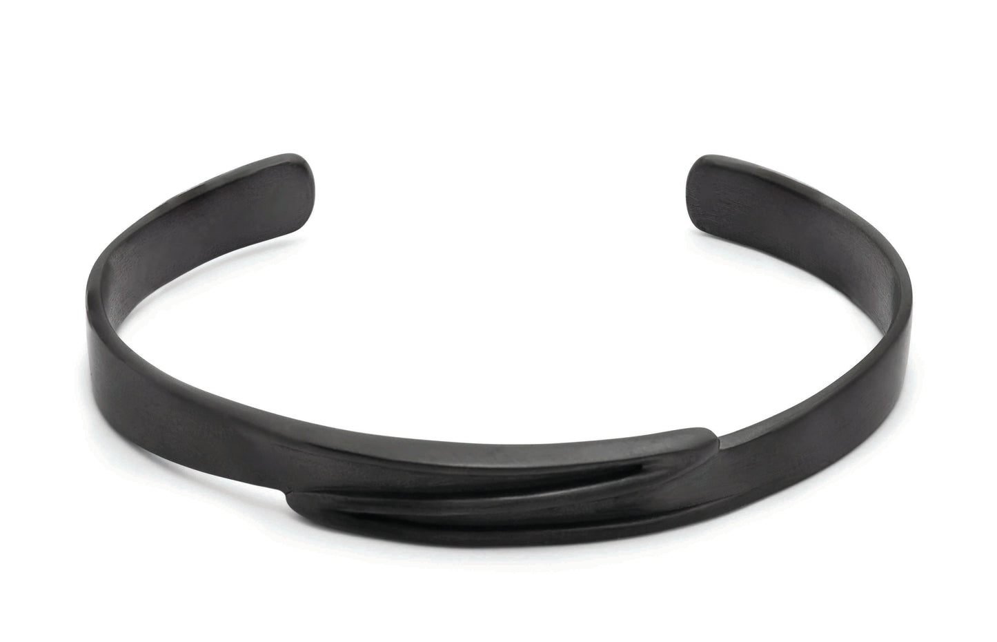 Caverna Bangle In Black Brushed Stainless Steel