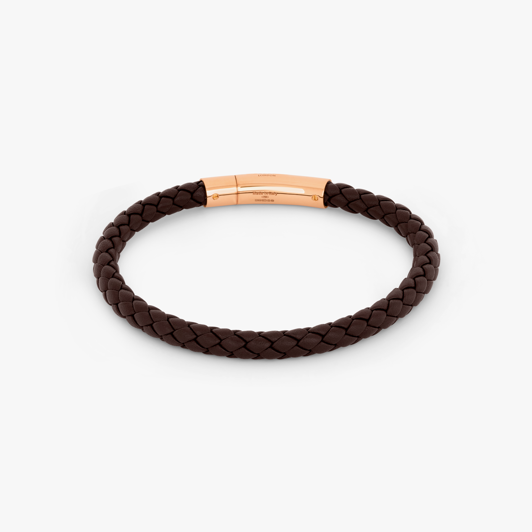 Tubo Taito Brown Leather Bracelet With 18k Rose Gold 
