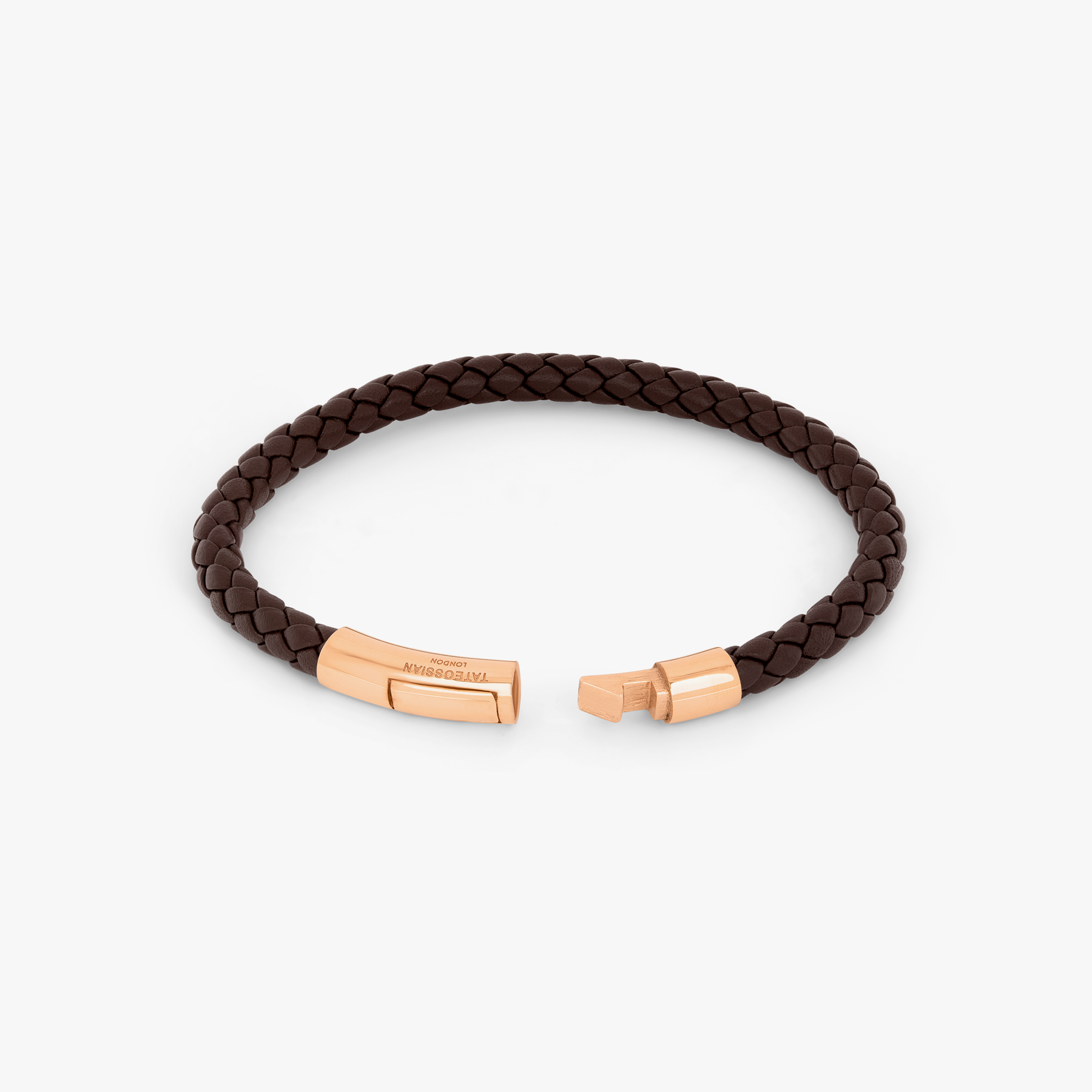 Tubo Taito Brown Leather Bracelet With 18k Rose Gold 