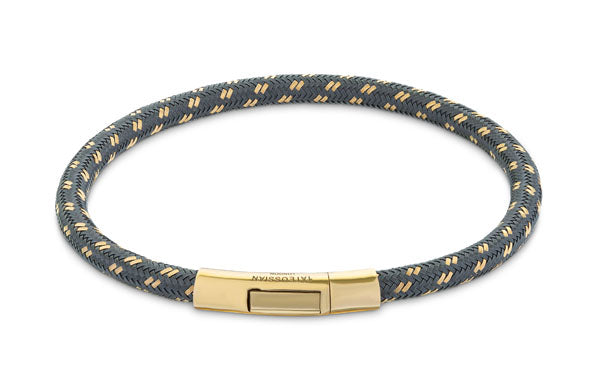 Chalif bracelet in woven gold and grey steel with 18k gold