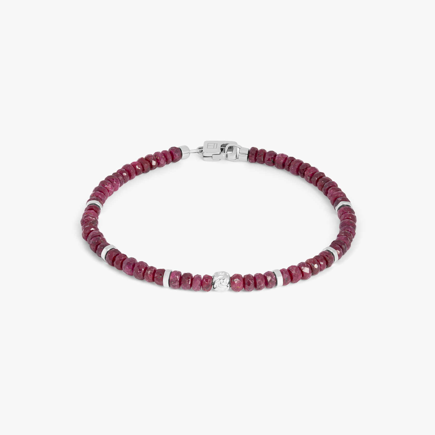 Nodo Beaded Bracelet Rhodium Plated Ruby