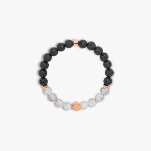 Nugget bracelet with frosted fire agate and rose gold plated sterling silver