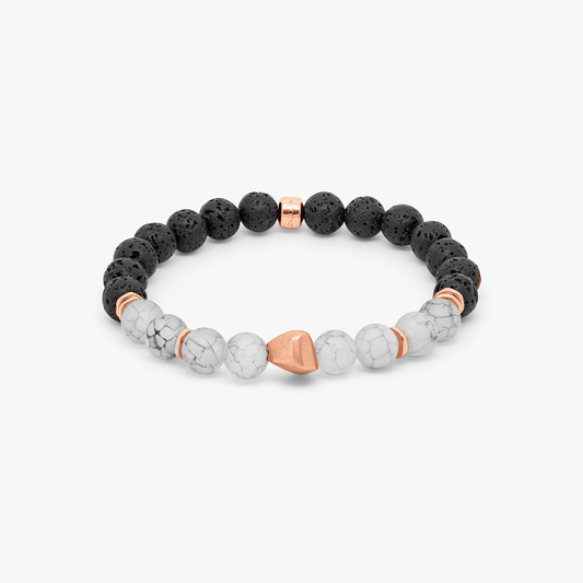 Nugget bracelet with frosted fire agate and rose gold plated sterling silver