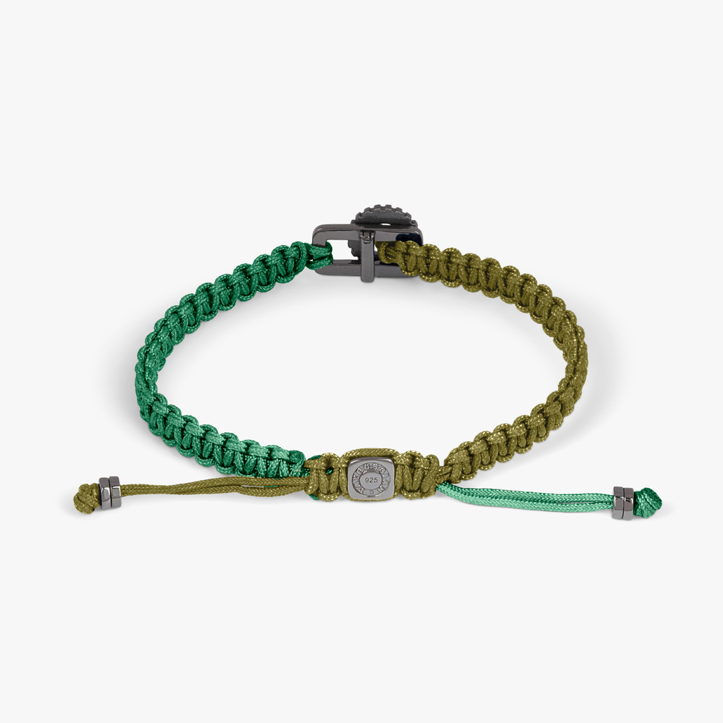 Gear Primo bracelet in green macramé with sterling silver