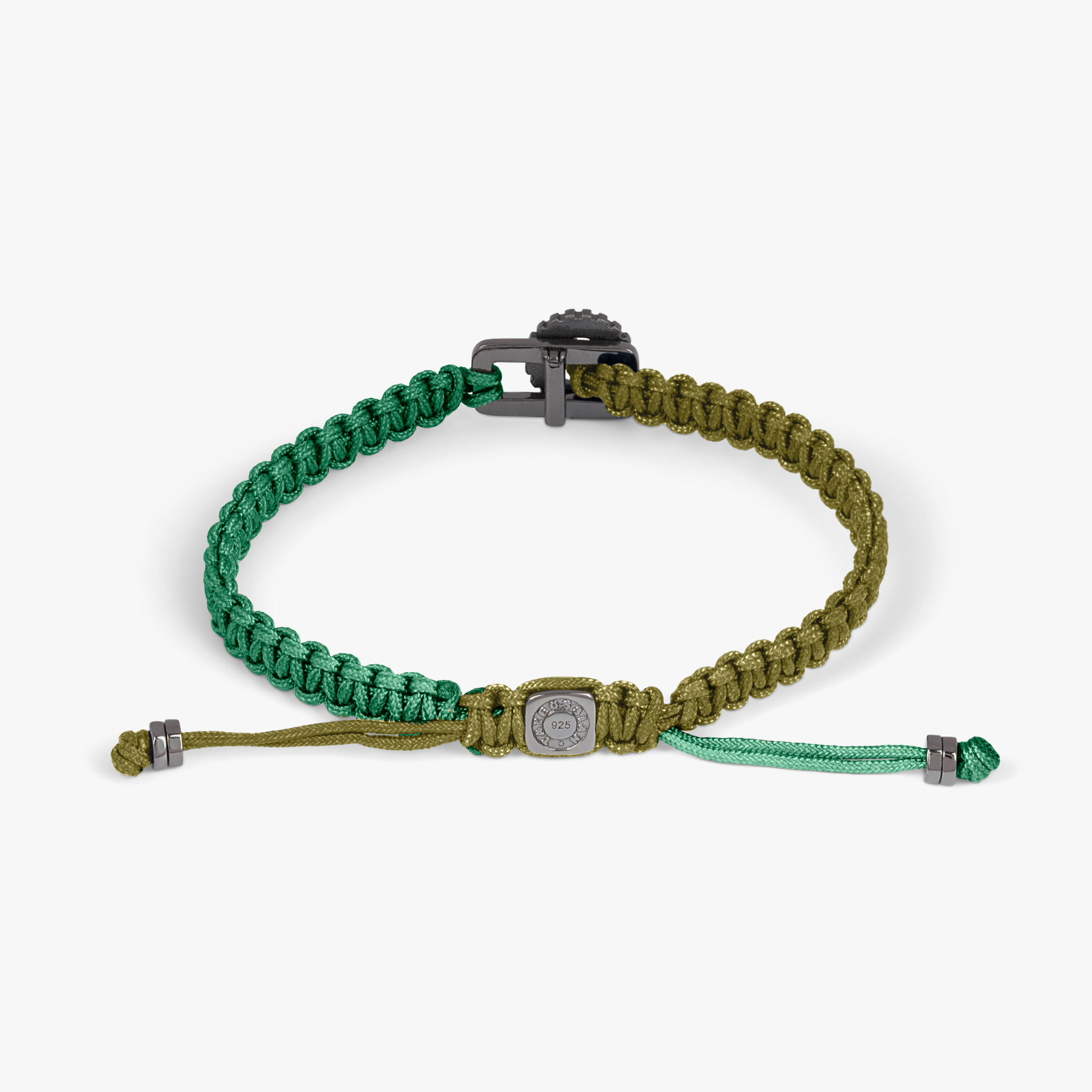 Gear Primo bracelet in green macramé with sterling silver