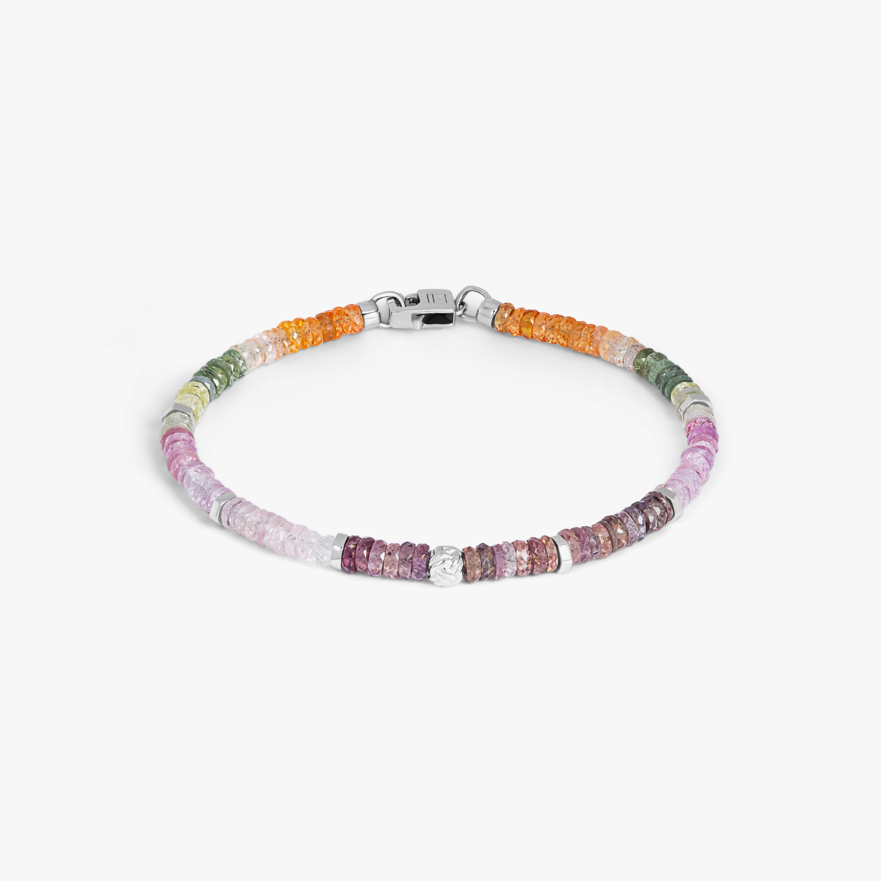 Nodo Beaded Bracelet Rhodium Plated Multicolour Sapphire