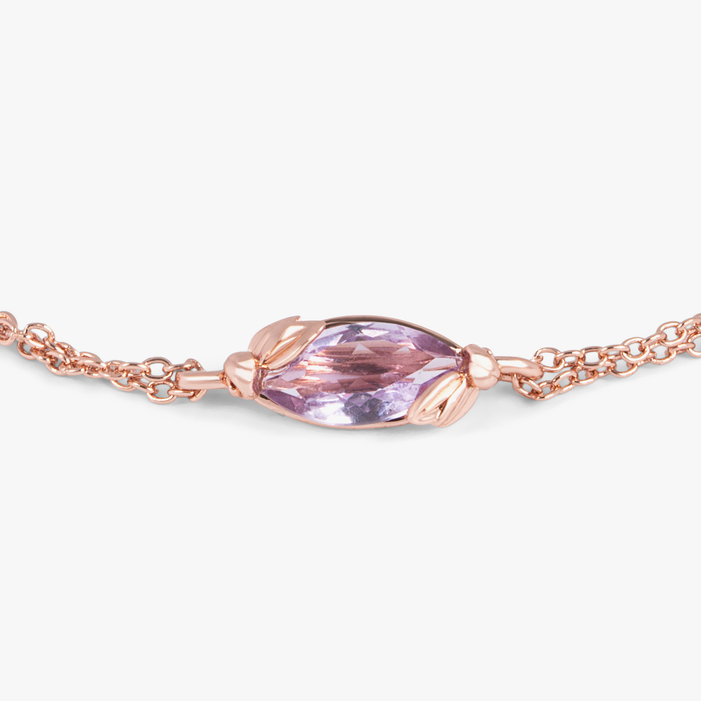 Wild Flower bracelet with Rose de France amethyst and 14k rose gold plated sterling silver