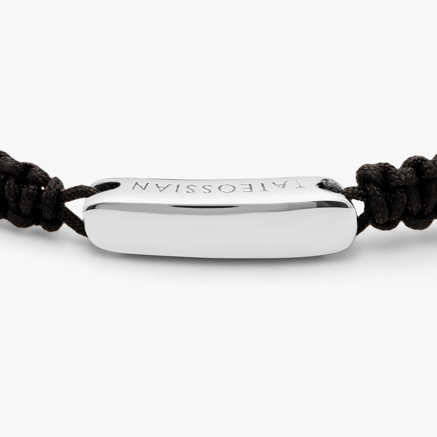 Black macrame bracelet with silver baton