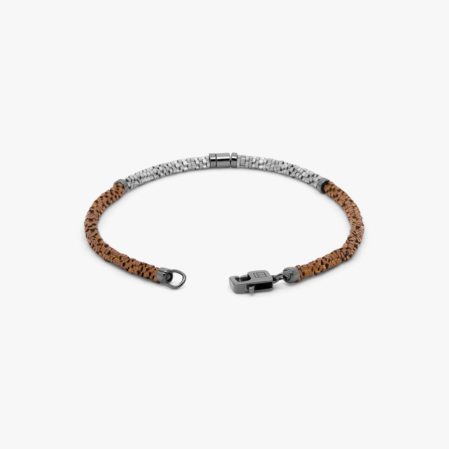 Croce Bamboo bracelet in bronze and silver hematite with sterling silver