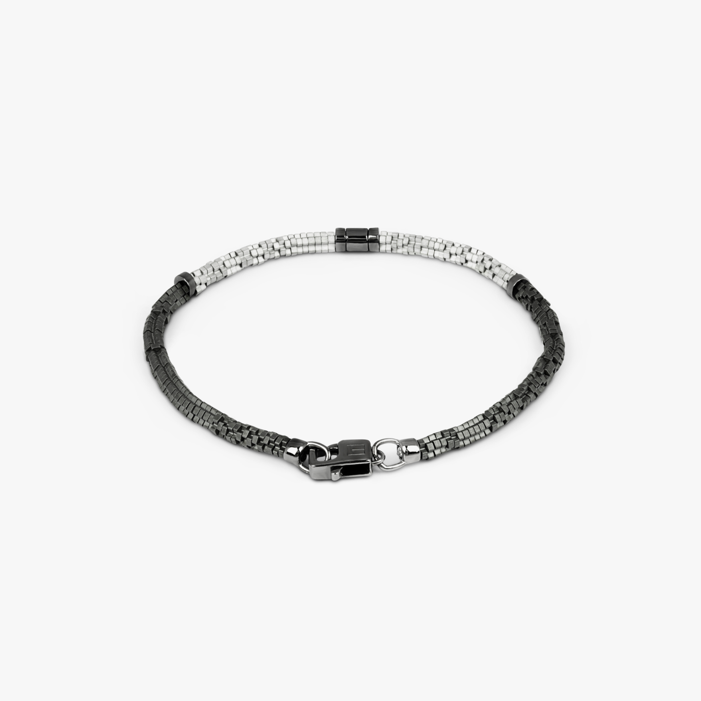 Croce Bamboo bracelet in grey and silver hematite with sterling silver