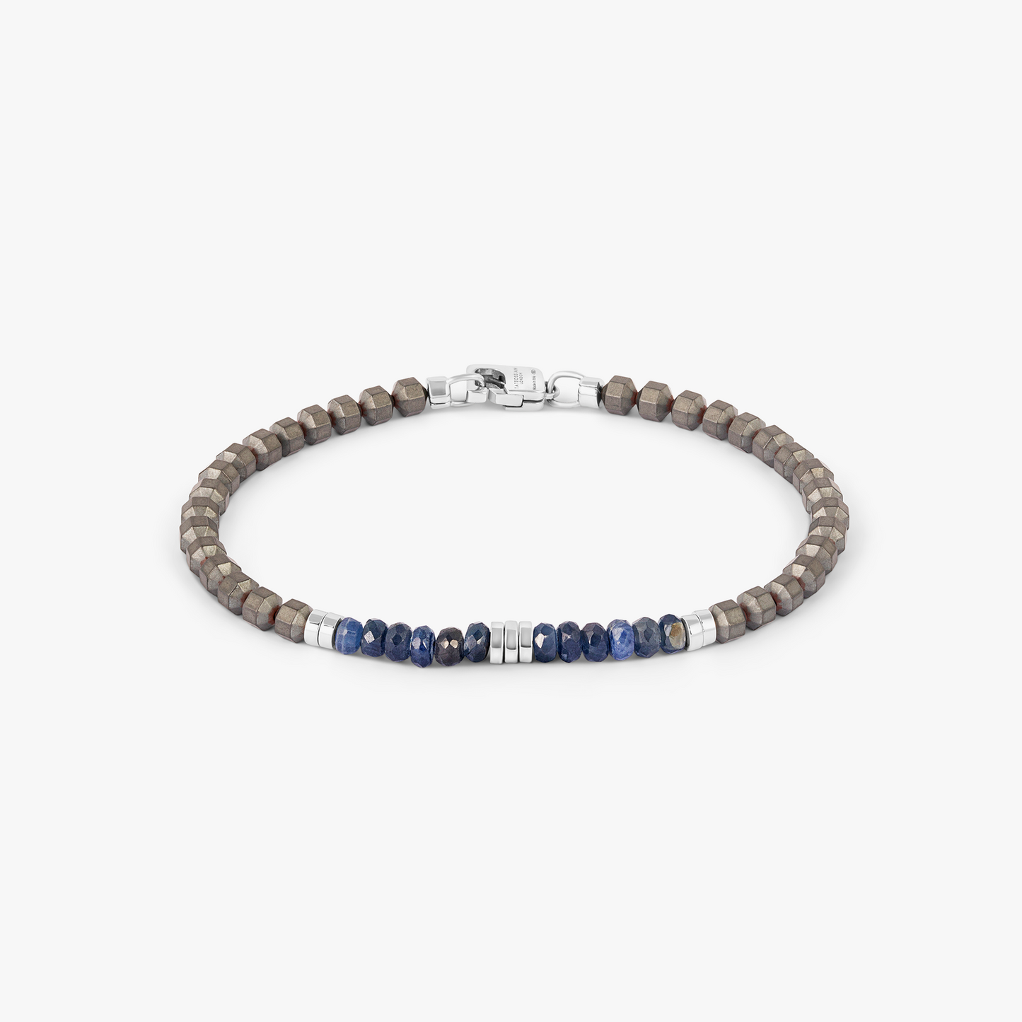 Icosahedron Beaded Bracelet With Sapphire And Grey Hematite