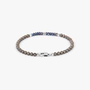 Icosahedron Beaded Bracelet With Sapphire And Grey Hematite