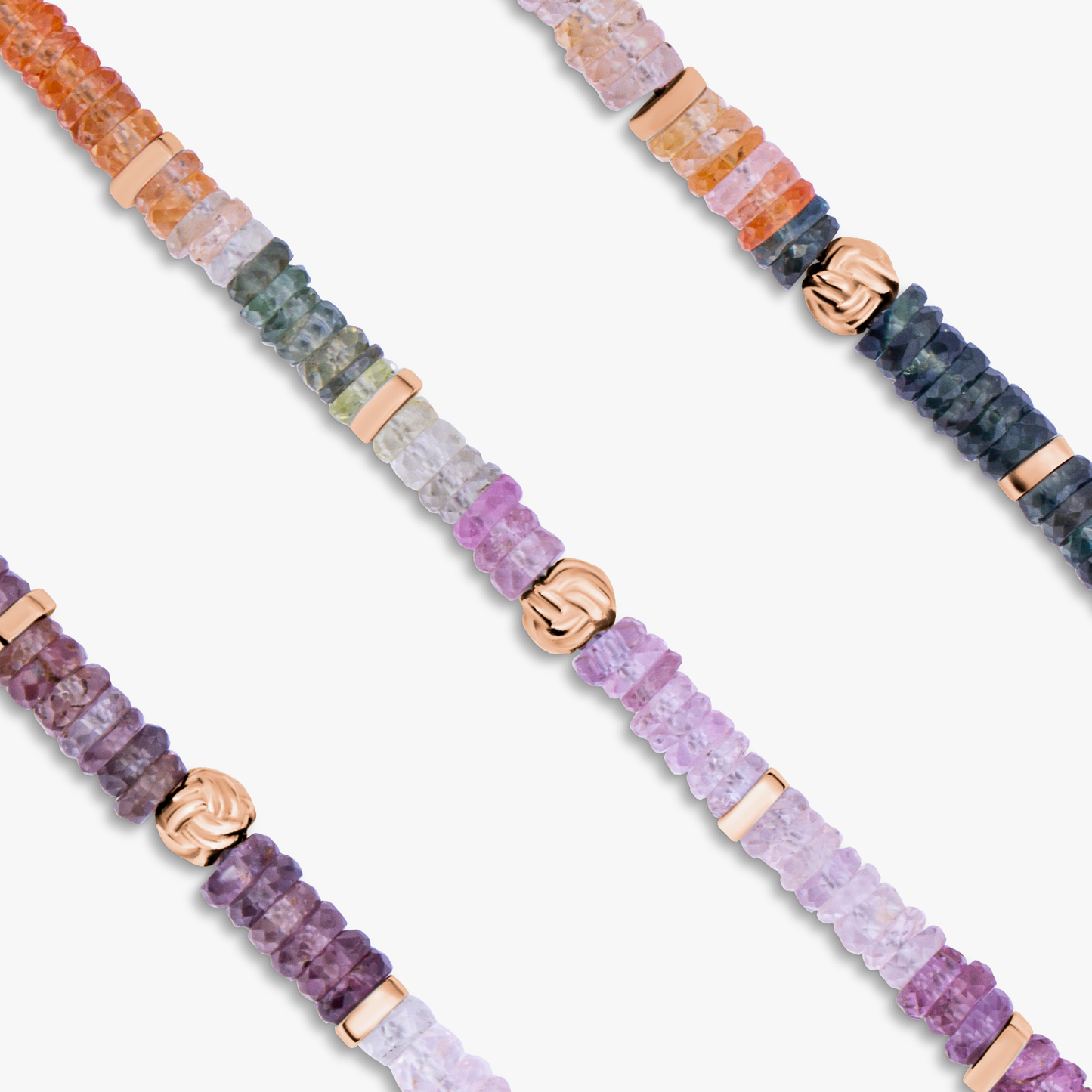 Nodo bracelet with multi-colour sapphire and rose gold plated sterling silver