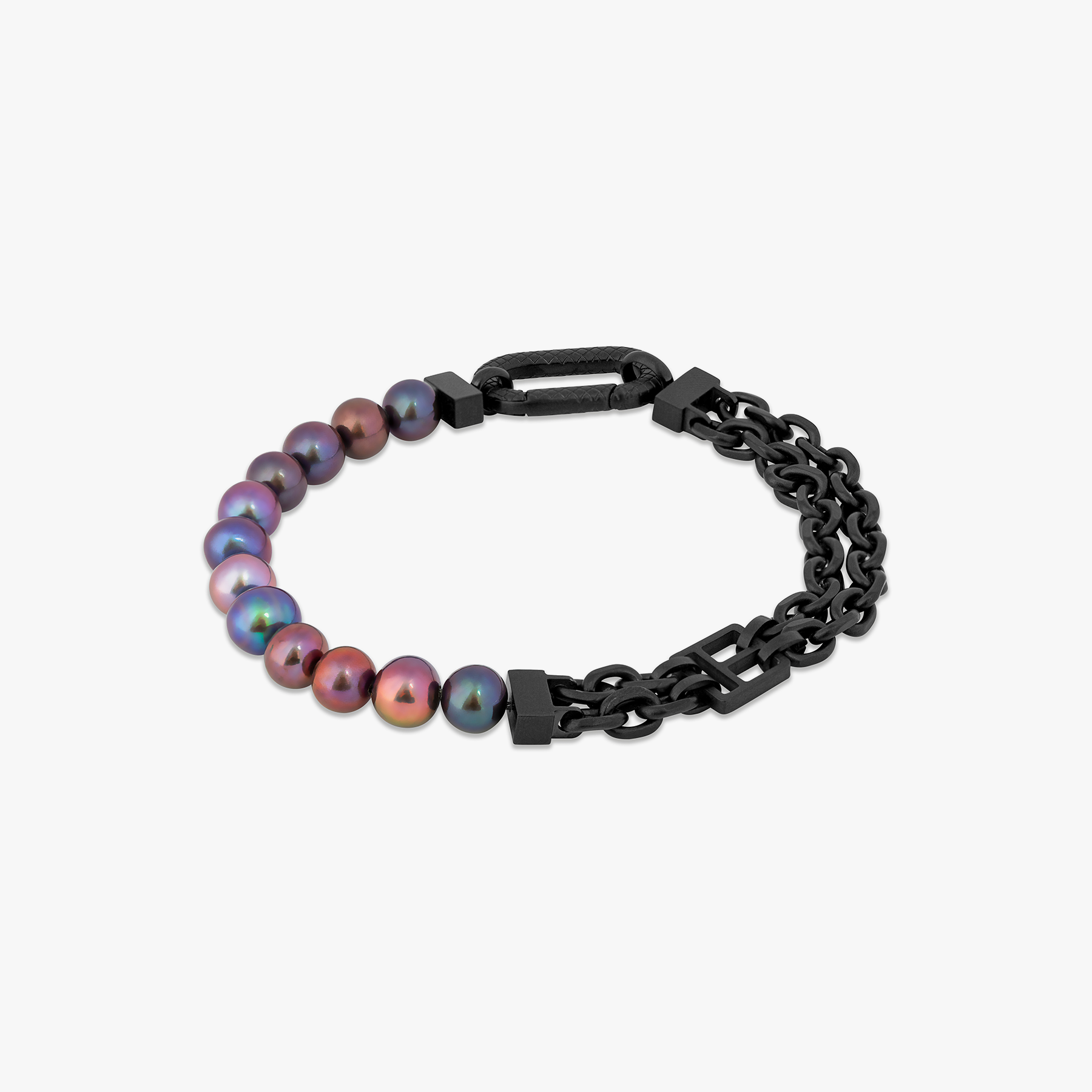 Catena Isaac Bracelet In IP Plated Stainless Steel with Black Pearls