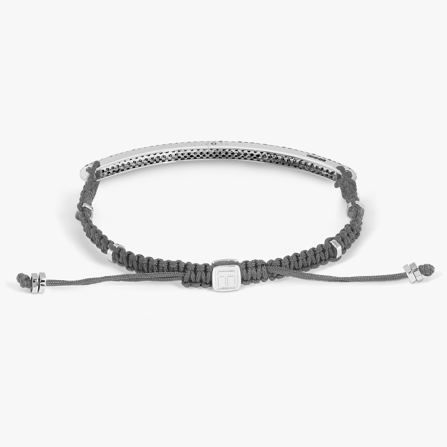 Macrame Windsor Diamond Bracelet In Grey With Rhodium Plated Silver- (1.08Ct)