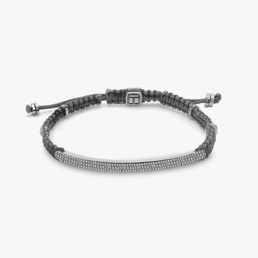 Macrame Windsor Diamond Bracelet In Grey With Rhodium Plated Silver- (1.08Ct)