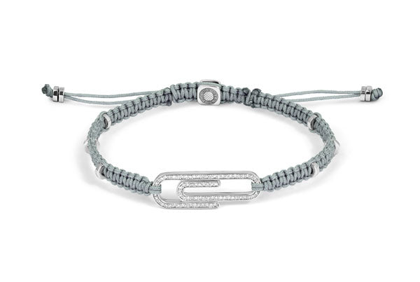 Paper Clip Pave MacramÃ© Bracelet With White Diamond