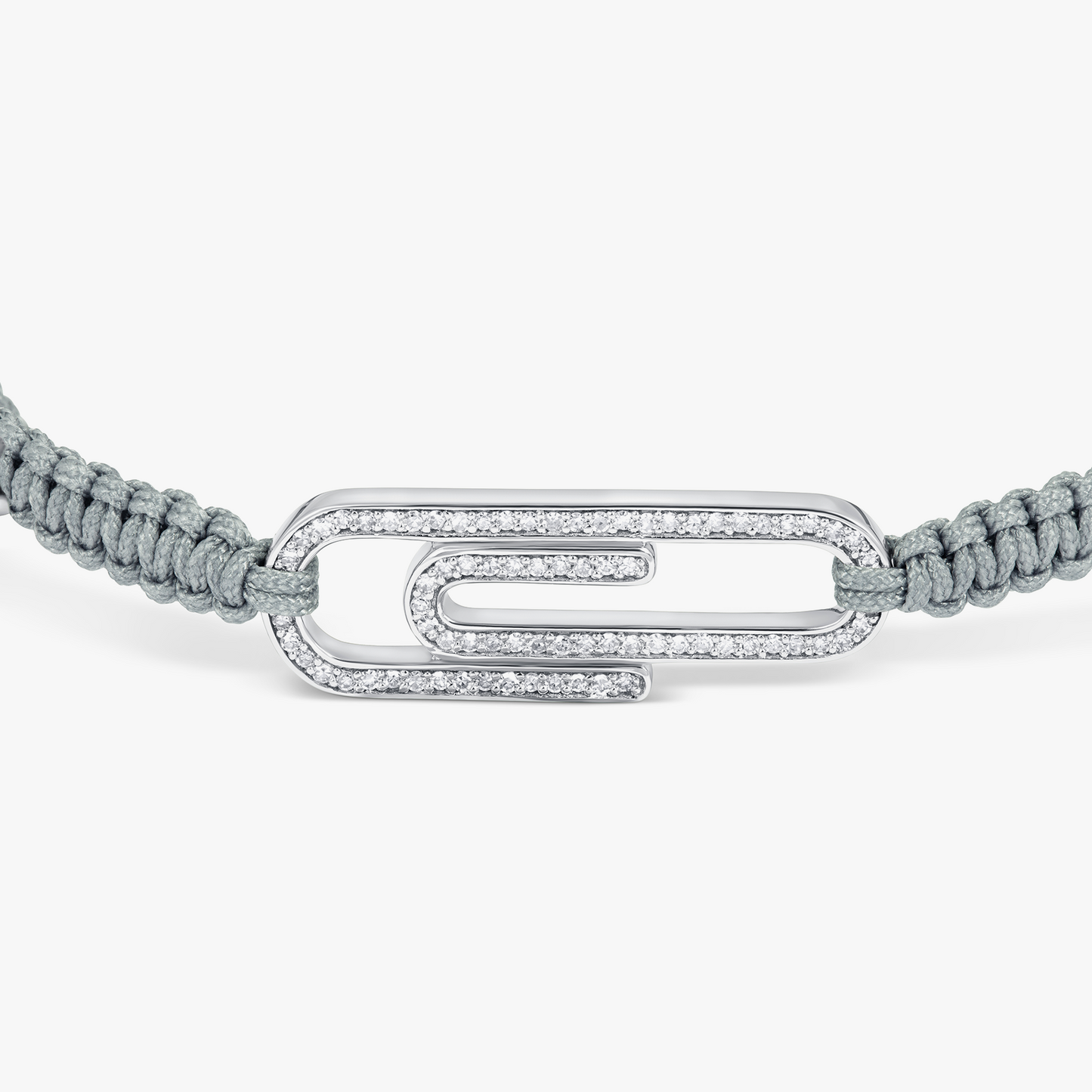 Paper Clip Pave MacramÃ© Bracelet With White Diamond