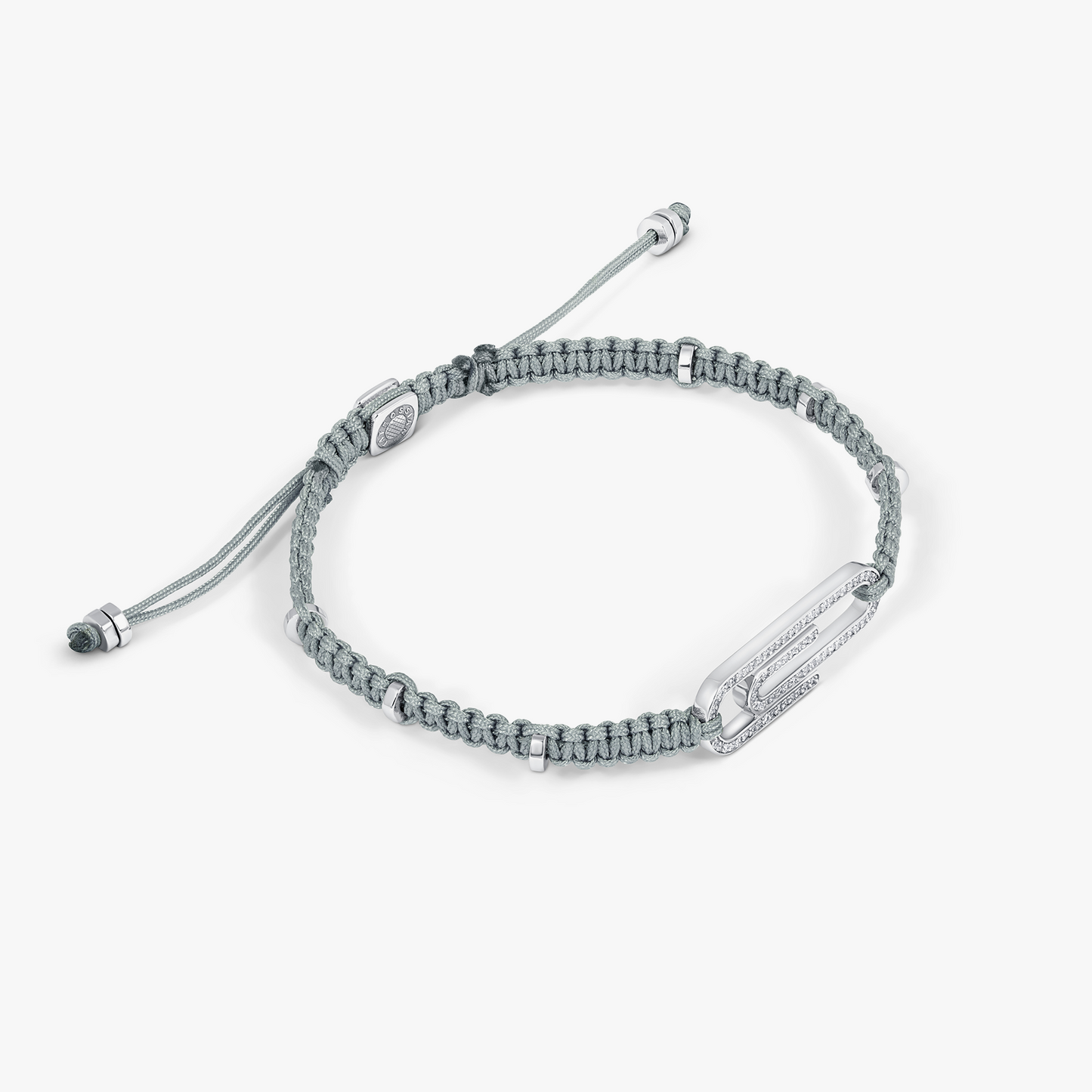 Paper Clip Pave MacramÃ© Bracelet With White Diamond