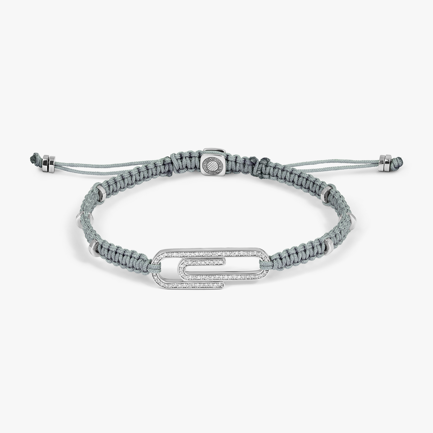 Paper Clip Pave MacramÃ© Bracelet With White Diamond