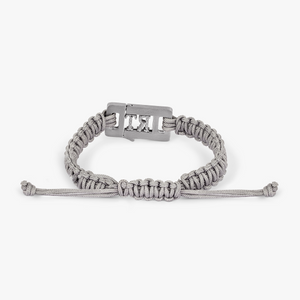 Grapheme Personalised Macrame Bracelet in Stainless Steel with Navy Enamel