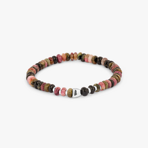 Nepal Nugget Beaded Bracelet in Rhodium Silver with Multicolour Tourmaline