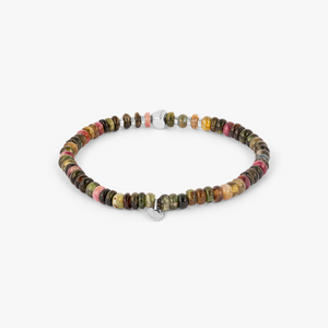 Nepal Nugget Beaded Bracelet in Rhodium Silver with Multicolour Tourmaline