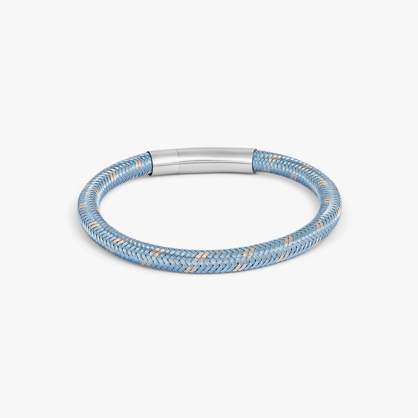 Charles Click Chalif Enamelled Copper Bracelet in Rhodium Silver with Sky Blue