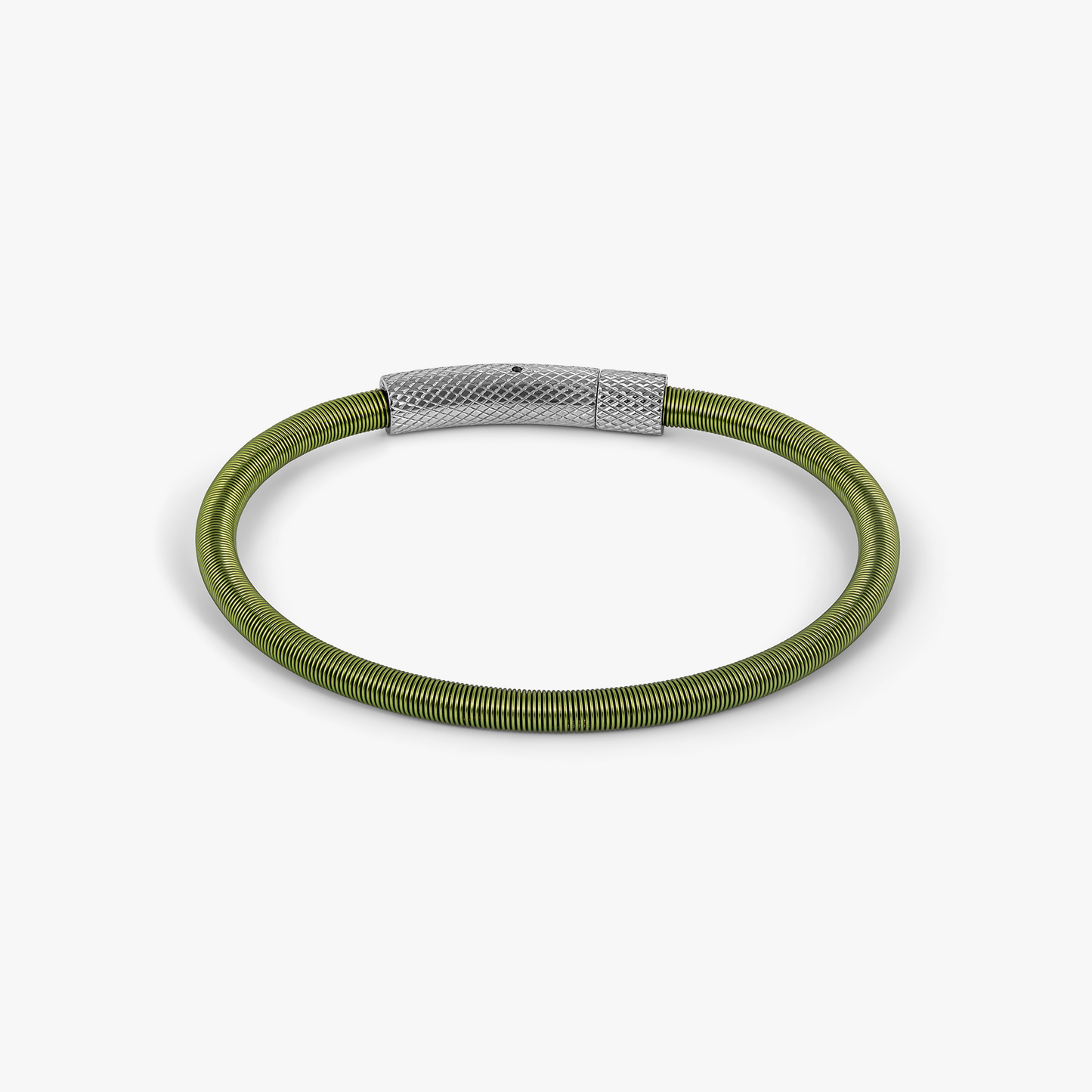 Seta Etched Click Nylon Bracelet in Stainless Steel with Green Coated Wire