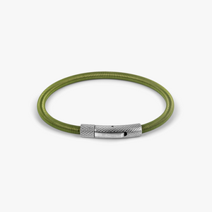 Seta Etched Click Nylon Bracelet in Stainless Steel with Green Coated Wire