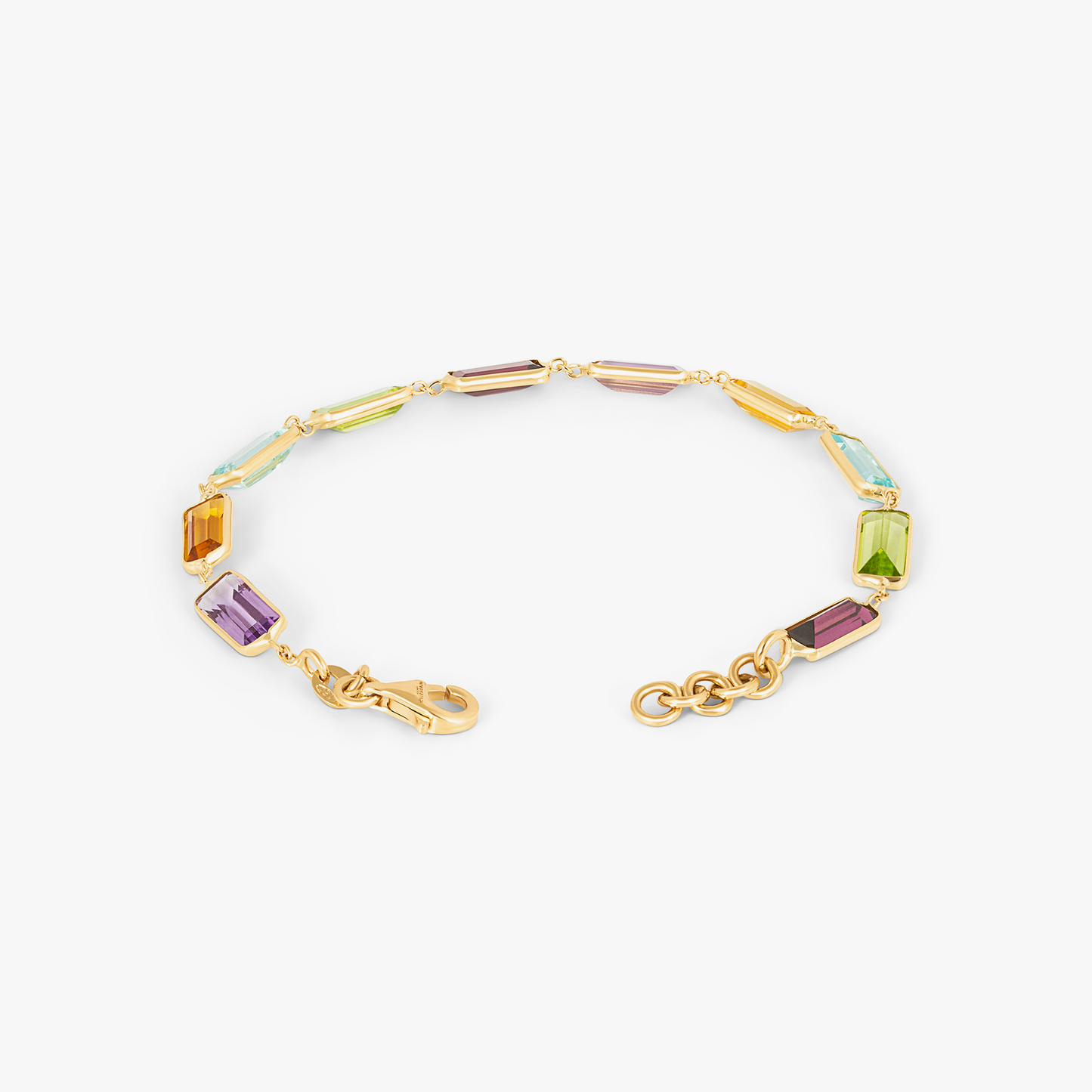 Rainbow Baguette Bracelet In 18K Yellow Gold