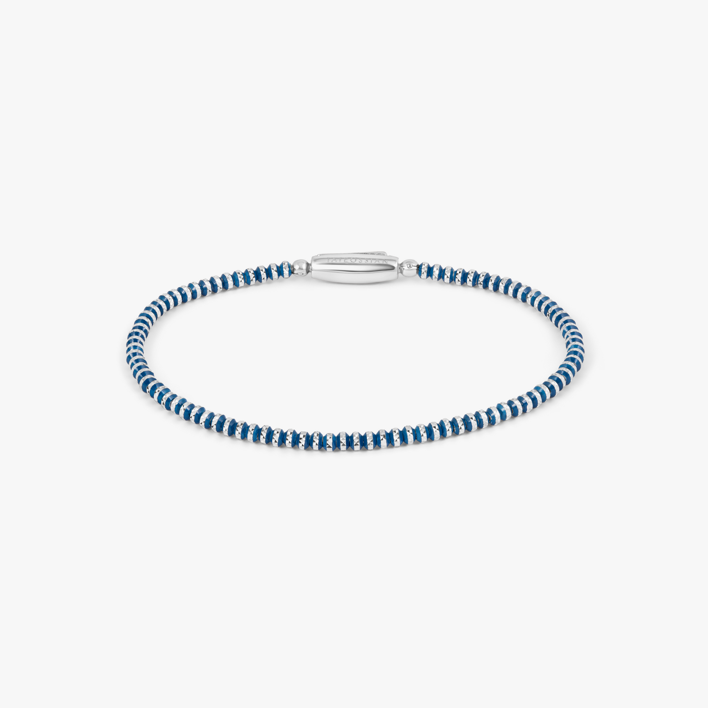 Prism Bracelet with Galvanic Plated Silver Beads in Blue