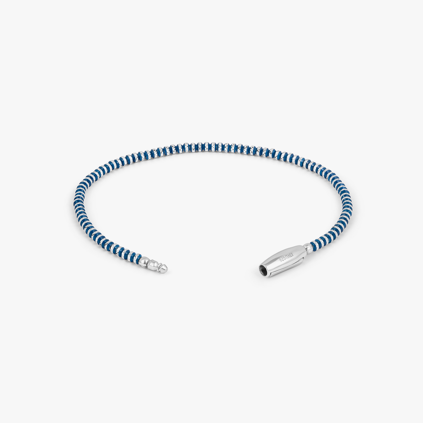 Prism Bracelet with Galvanic Plated Silver Beads in Blue