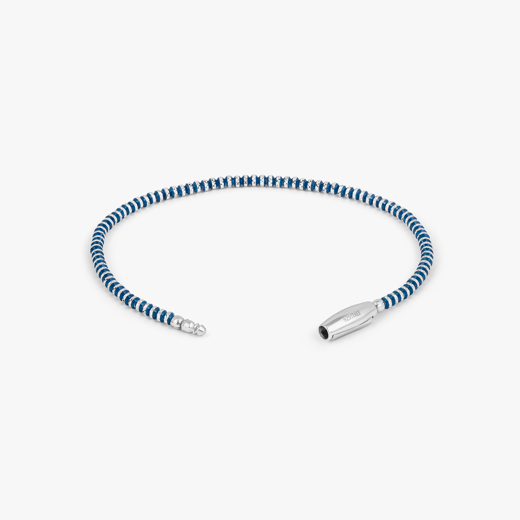 Prism Bracelet with Galvanic Plated Silver Beads in Blue