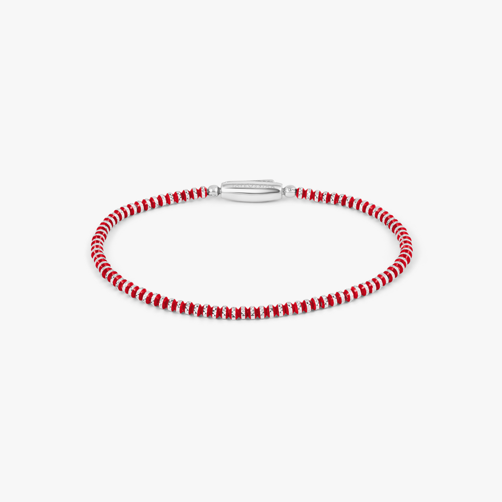 Prism Bracelet with Galvanic Plated Silver Beads in Red