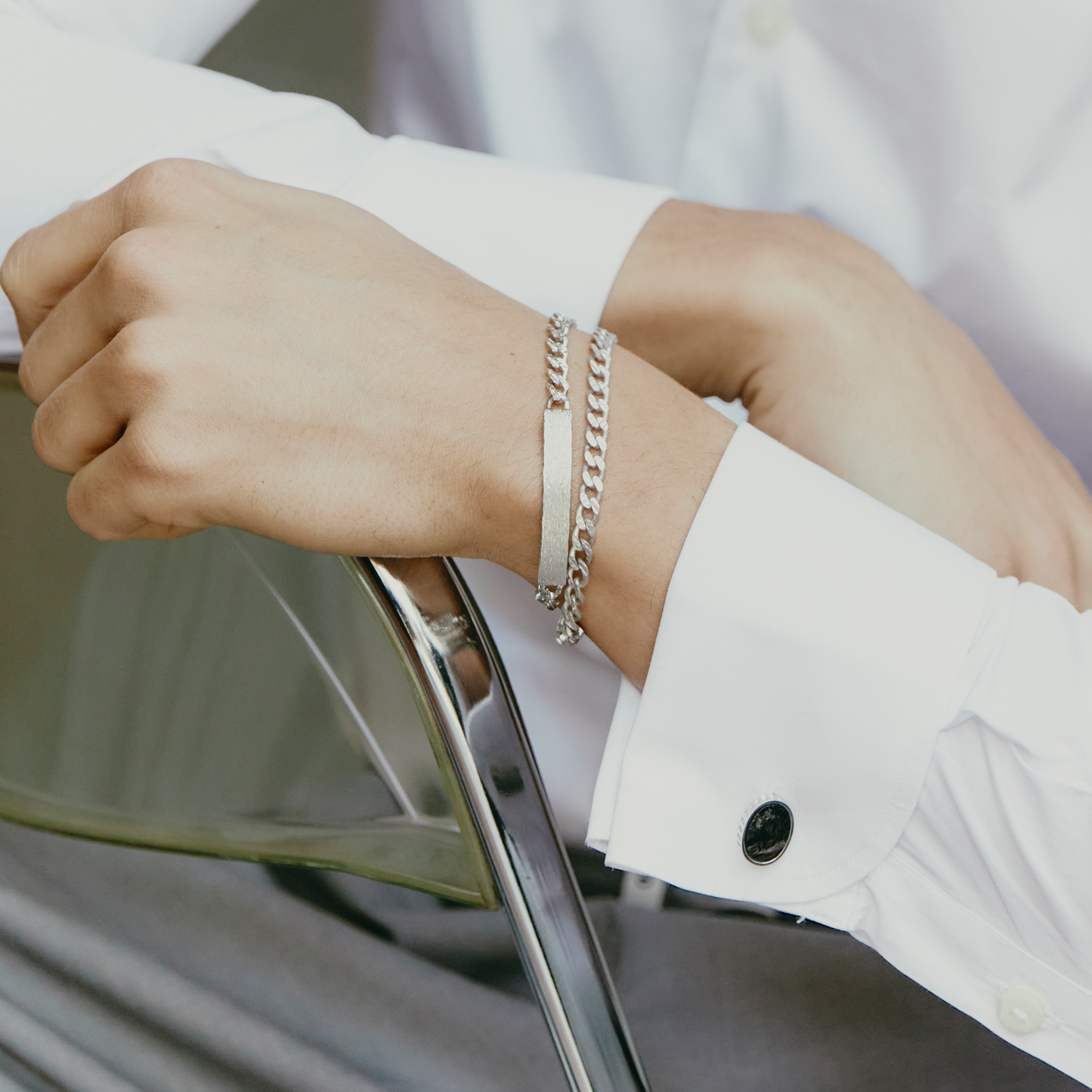 Black Tourmaline Cufflinks in Rhodium & Black Tourmaline