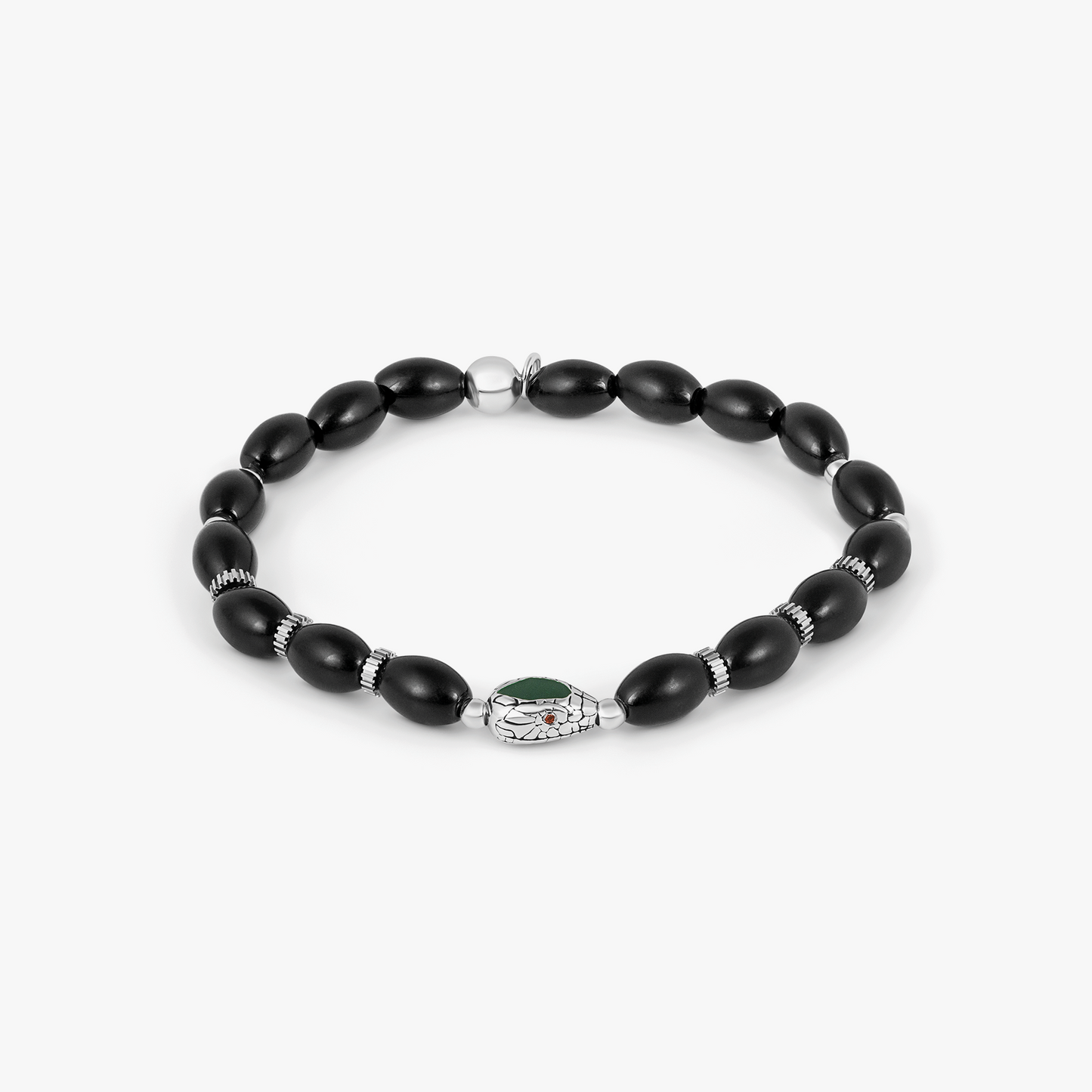 Viper Bracelet In Rhodium & Black Agate