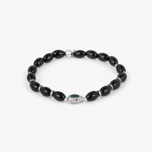 Viper Bracelet In Rhodium & Black Agate