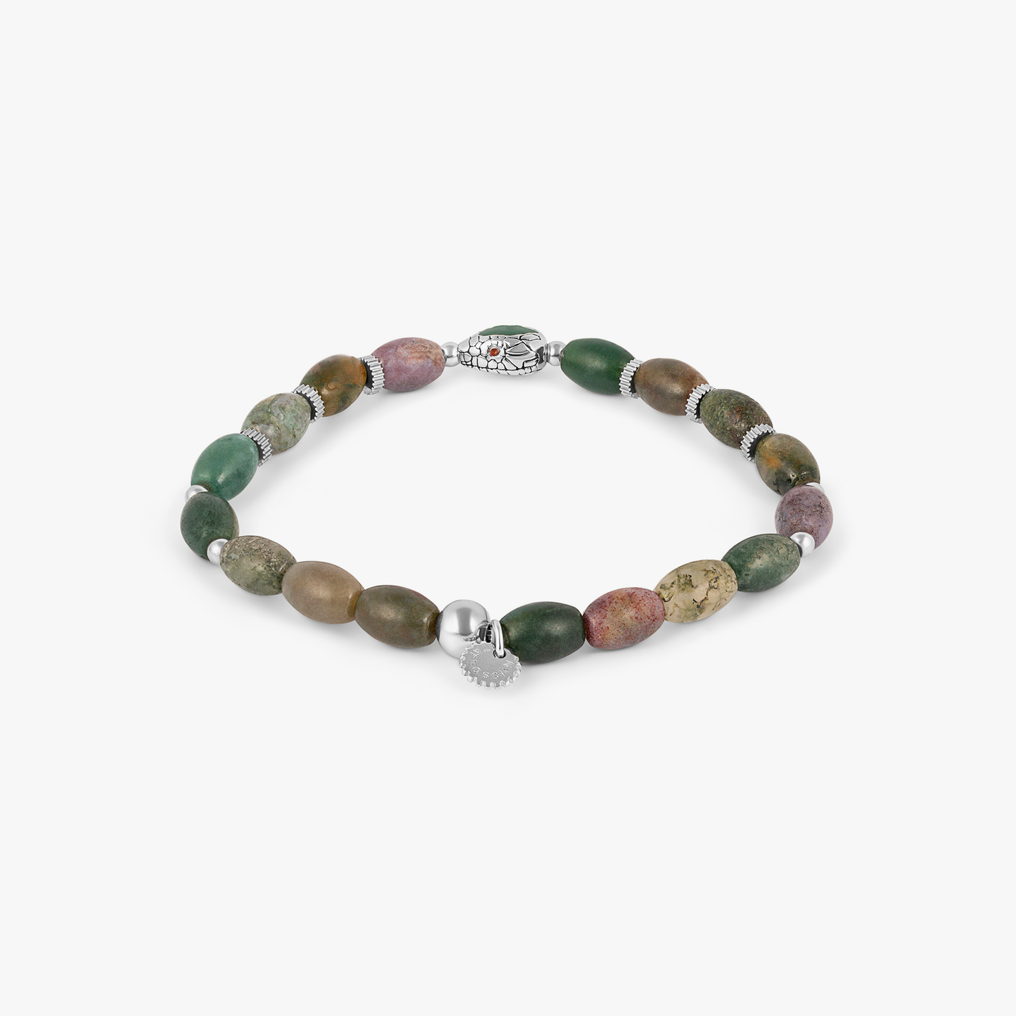 Viper Bracelet In Rhodium Plated Siilver and Indian Jasper