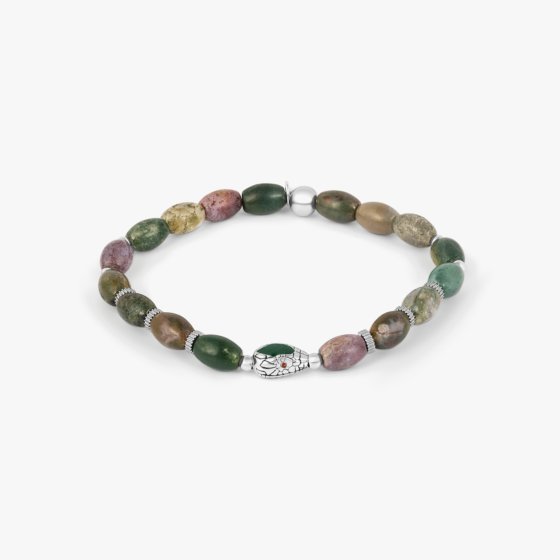 Tateossian Viper Bracelet In Rhodium & Indian Jasper